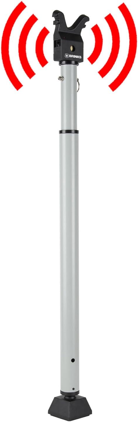 BRINKS- Portable Alarm Door Security Bar, Silver, 121dB Alarm Level- Adjustable Security Door Jammer- Fits Standard Sliding Doors, Hinged Doors, and Windows- for Travel, Home, Dorm