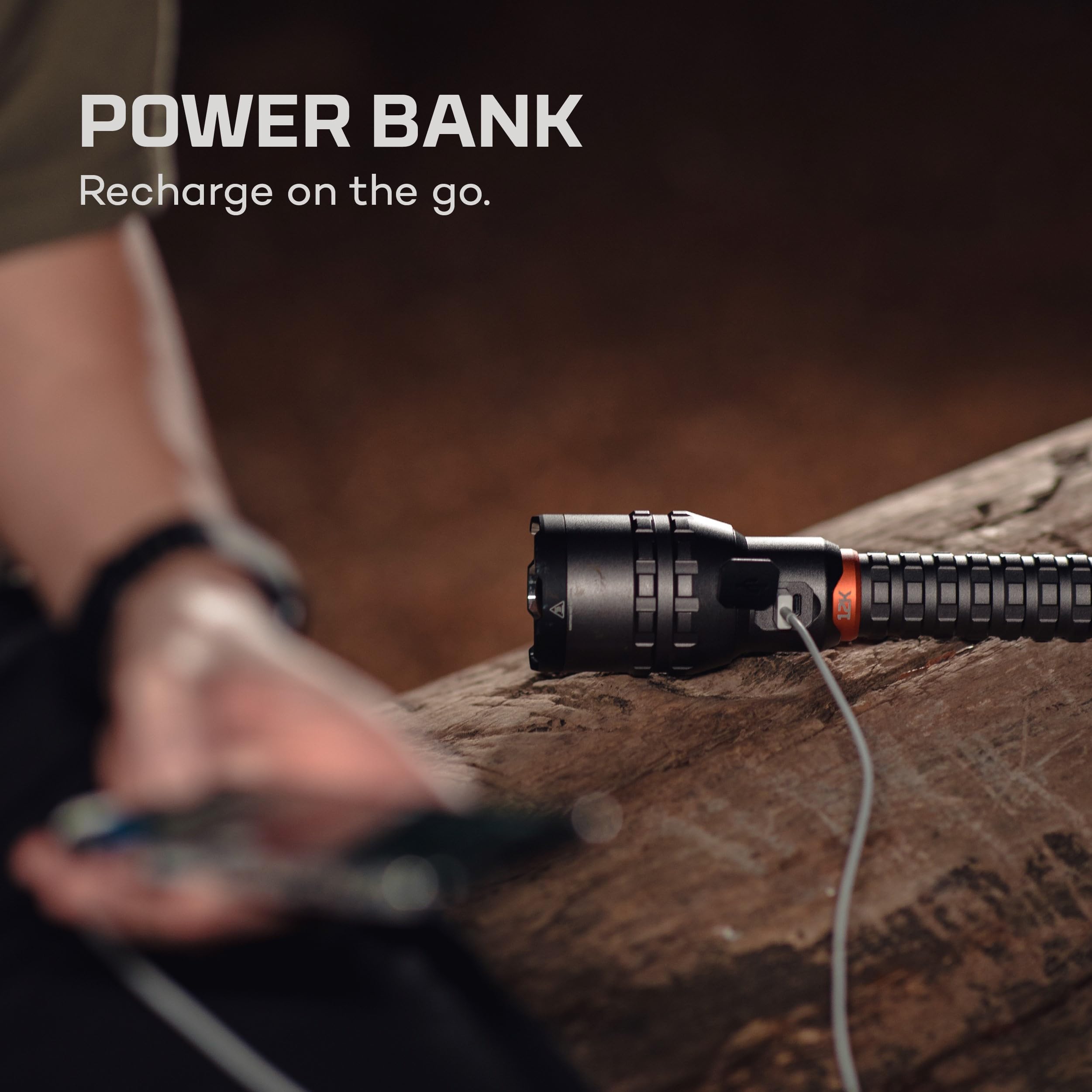 NEBO 12K Flashlight & Portable Charger | 12000 Lumens, 5 Light Modes, Rechargeable, Waterproof & Impact Resistant, Powers USB Devices, Great for Hunting & Camping, Includes USB-C Charging Cable