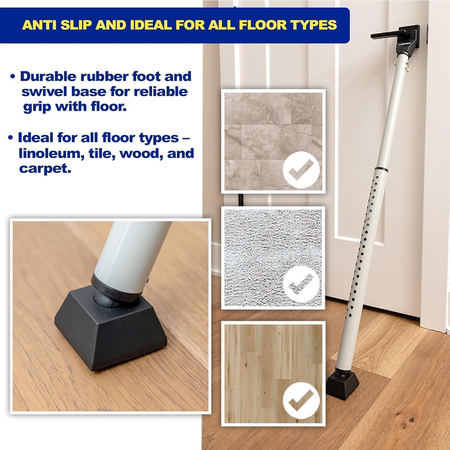 BRINKS- Portable Alarm Door Security Bar, Silver, 121dB Alarm Level- Adjustable Security Door Jammer- Fits Standard Sliding Doors, Hinged Doors, and Windows- for Travel, Home, Dorm